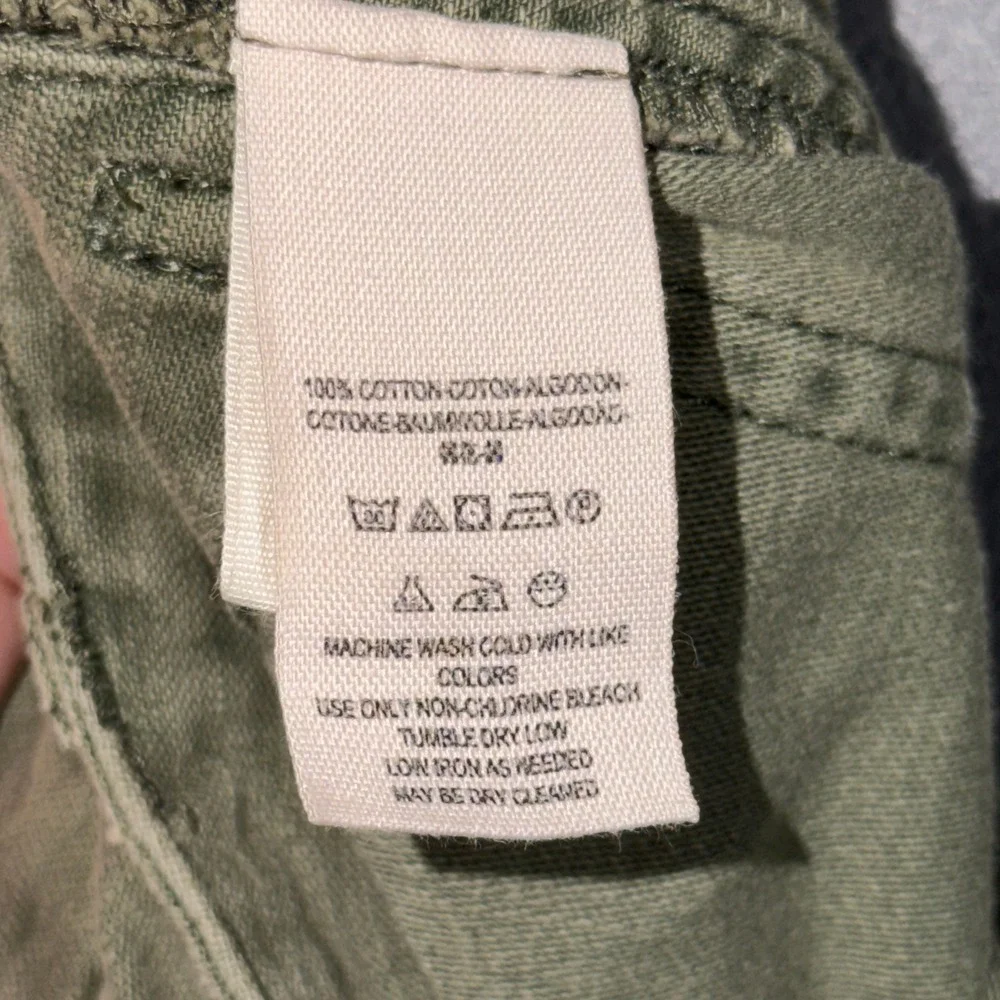 Free People S(2) Olive Green Distressed Frayed Hem Utility Cargo Shorts Military